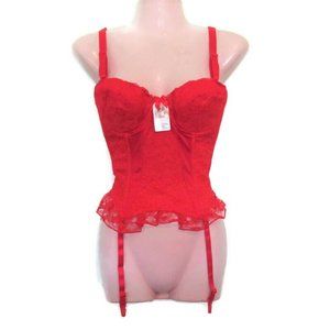 red vintage corset bra size 36c garters lingerie new